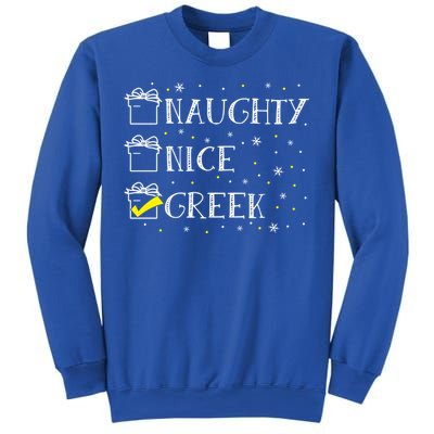 Greek Flag Naughty Nice Merry Christmas Xmas Holiday Gift Sweatshirt