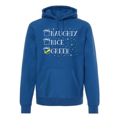 Greek Flag Naughty Nice Merry Christmas Xmas Holiday Gift Premium Hoodie