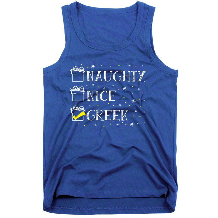 Greek Flag Naughty Nice Merry Christmas Xmas Holiday Gift Tank Top