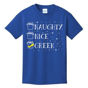 Greek Flag Naughty Nice Merry Christmas Xmas Holiday Gift Kids T-Shirt