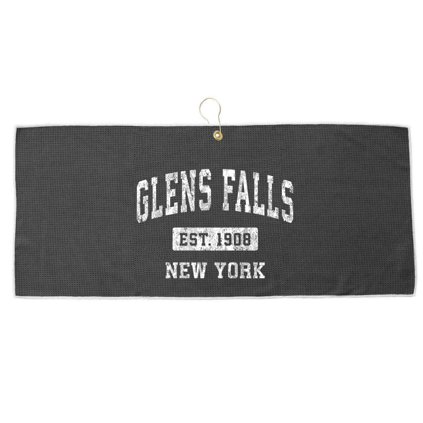 Glens Falls New York Ny Vintage Sports Large Microfiber Waffle Golf Towel