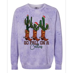 Go Fall On A Cactus Christmas Cow Funny Howdy Christmas Gift Colorblast Crewneck Sweatshirt