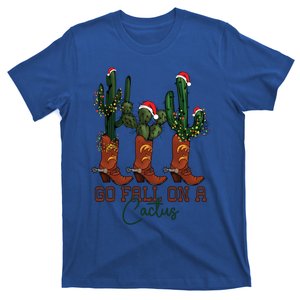 Go Fall On A Cactus Christmas Cow Funny Howdy Christmas Gift T-Shirt