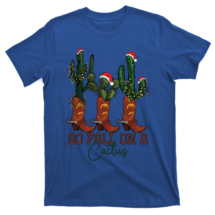 Go Fall On A Cactus Christmas Cow Funny Howdy Christmas Gift T-Shirt