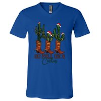 Go Fall On A Cactus Christmas Cow Funny Howdy Christmas Gift V-Neck T-Shirt