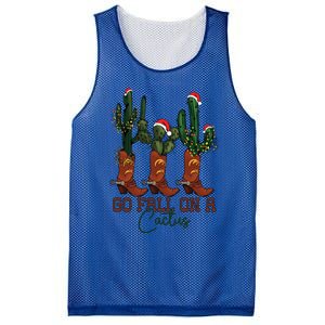 Go Fall On A Cactus Christmas Cow Funny Howdy Christmas Gift Mesh Reversible Basketball Jersey Tank