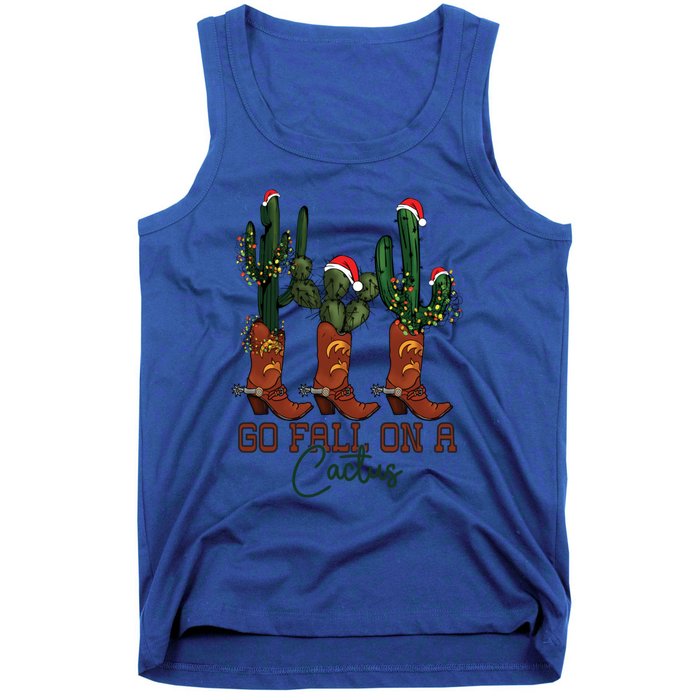 Go Fall On A Cactus Christmas Cow Funny Howdy Christmas Gift Tank Top