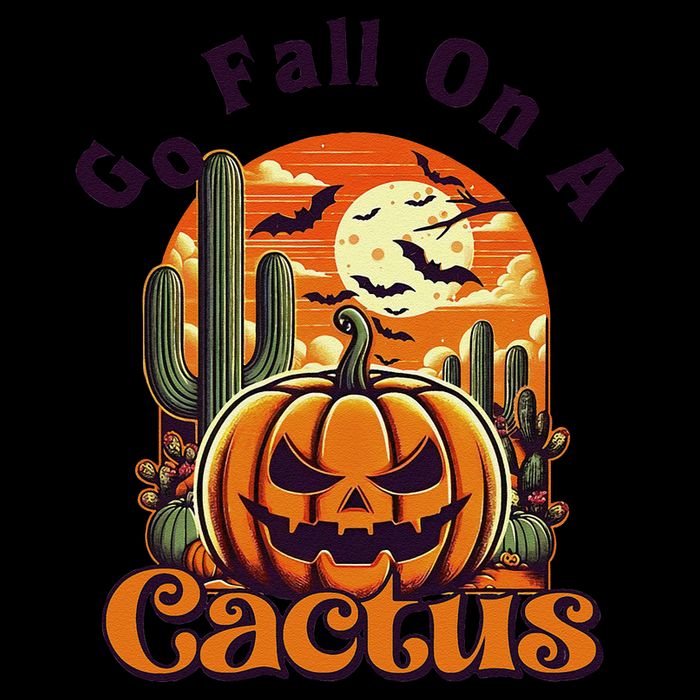 Go Fall On A Cactus Pumpkin Western Halloween Costume Spooky Drawstring Bag