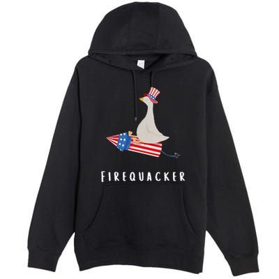 Goose Fourth Of July Firequacker Independence Day Premium Pullover Hoodie