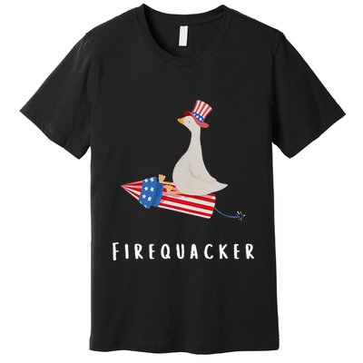 Goose Fourth Of July Firequacker Independence Day Premium T-Shirt
