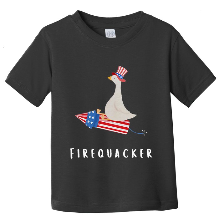Goose Fourth Of July Firequacker Independence Day Toddler T-Shirt