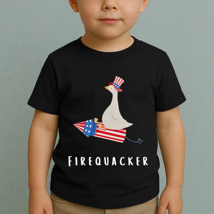 Goose Fourth Of July Firequacker Independence Day Toddler T-Shirt