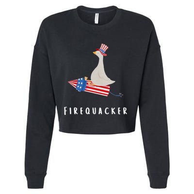 Goose Fourth Of July Firequacker Independence Day Cropped Pullover Crew