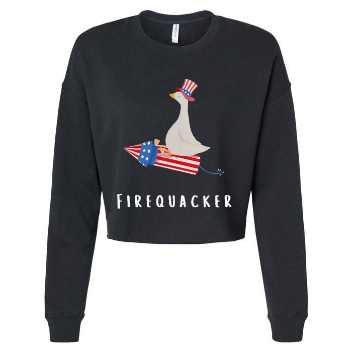 Goose Fourth Of July Firequacker Independence Day Cropped Pullover Crew