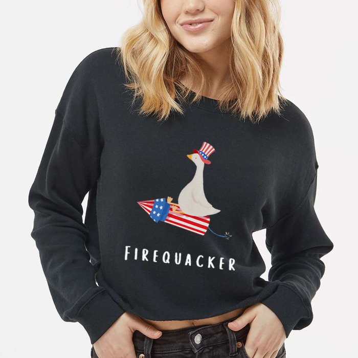 Goose Fourth Of July Firequacker Independence Day Cropped Pullover Crew