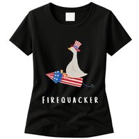 Goose Fourth Of July Firequacker Independence Day Womens T-Shirt