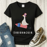 Goose Fourth Of July Firequacker Independence Day Womens T-Shirt