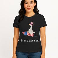 Goose Fourth Of July Firequacker Independence Day Womens T-Shirt