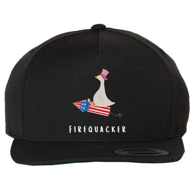 Goose Fourth Of July Firequacker Independence Day Wool Snapback Cap