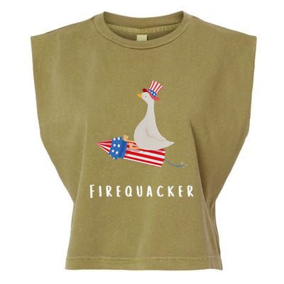 Goose Fourth Of July Firequacker Independence Day Garment-Dyed Women's Muscle Tee