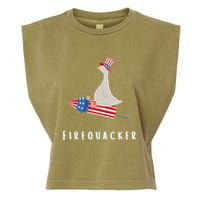 Goose Fourth Of July Firequacker Independence Day Garment-Dyed Women's Muscle Tee