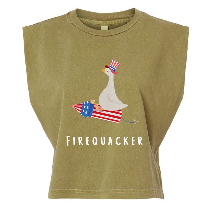 Goose Fourth Of July Firequacker Independence Day Garment-Dyed Women's Muscle Tee