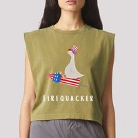 Goose Fourth Of July Firequacker Independence Day Garment-Dyed Women's Muscle Tee