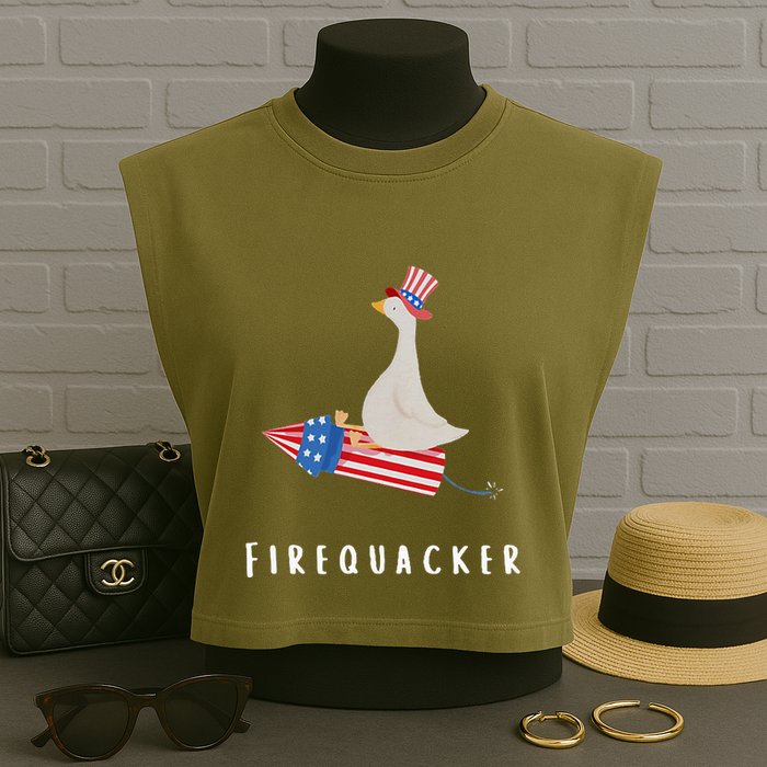 Goose Fourth Of July Firequacker Independence Day Garment-Dyed Women's Muscle Tee