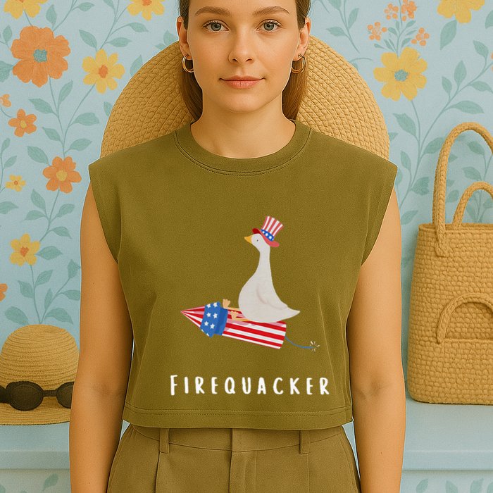 Goose Fourth Of July Firequacker Independence Day Garment-Dyed Women's Muscle Tee