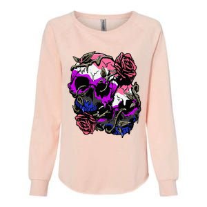 Gender Fluid Pride Flag Skull Roses Subtle Lgbtq Womens California Wash Sweatshirt