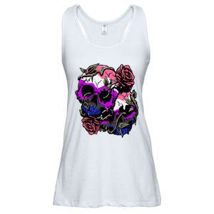 Gender Fluid Pride Flag Skull Roses Subtle Lgbtq Ladies Essential Flowy Tank