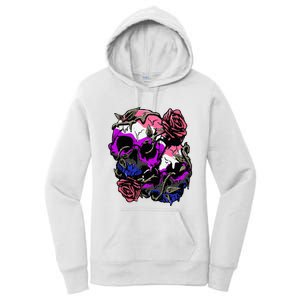 Gender Fluid Pride Flag Skull Roses Subtle Lgbtq Women's Pullover Hoodie