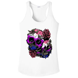 Gender Fluid Pride Flag Skull Roses Subtle Lgbtq Ladies PosiCharge Competitor Racerback Tank