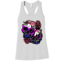 Gender Fluid Pride Flag Skull Roses Subtle Lgbtq Women's Racerback Tank