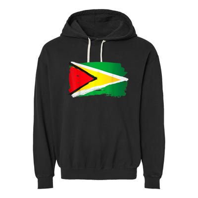 Guyana Flag Paint Style Garment-Dyed Fleece Hoodie