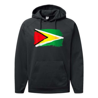 Guyana Flag Paint Style Performance Fleece Hoodie