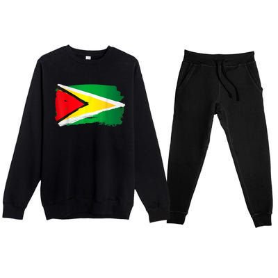 Guyana Flag Paint Style Premium Crewneck Sweatsuit Set