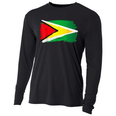 Guyana Flag Paint Style Cooling Performance Long Sleeve Crew