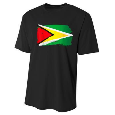 Guyana Flag Paint Style Performance Sprint T-Shirt