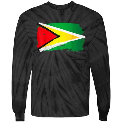 Guyana Flag Paint Style Tie-Dye Long Sleeve Shirt