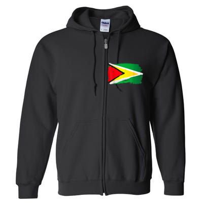 Guyana Flag Paint Style Full Zip Hoodie