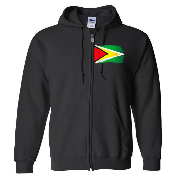 Guyana Flag Paint Style Full Zip Hoodie