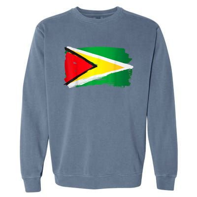 Guyana Flag Paint Style Garment-Dyed Sweatshirt