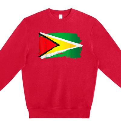 Guyana Flag Paint Style Premium Crewneck Sweatshirt