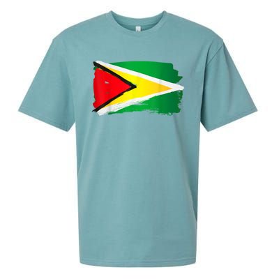 Guyana Flag Paint Style Sueded Cloud Jersey T-Shirt