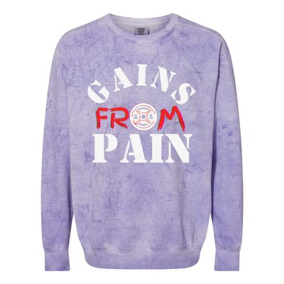 Gains From Pain Workout Inspiration Colorblast Crewneck Sweatshirt