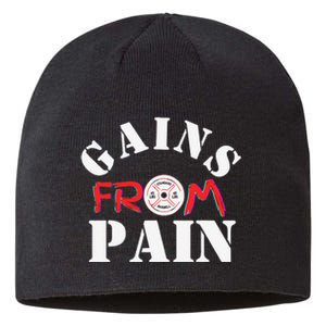 Gains From Pain Workout Inspiration Sustainable Beanie