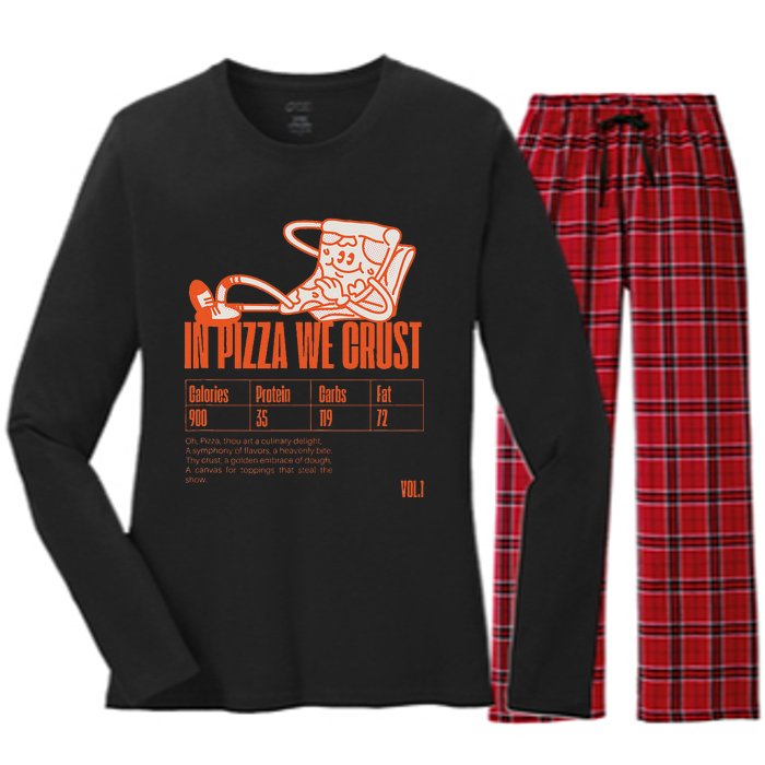 Graphic Funny Pizza Humor Positivity Women's Long Sleeve Flannel Pajama Set 