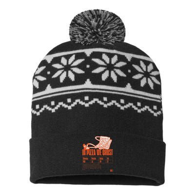 Graphic Funny Pizza Humor Positivity USA-Made Snowflake Beanie