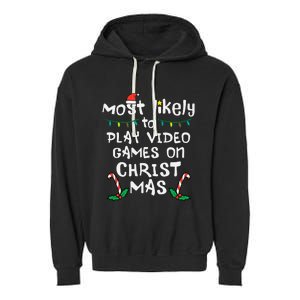 Gaming Fun Play Video Games with the Whole Family this Christmas! Garment-Dyed Fleece Hoodie